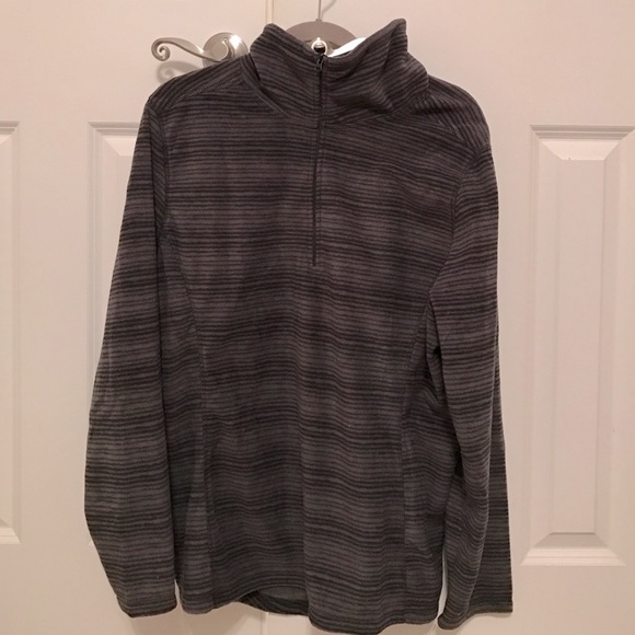 Old Navy Tops - Old Navy 1/4 zip grey stripe fleece pullover